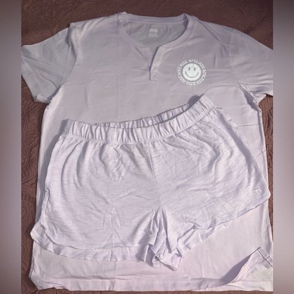 Victoria’s Secret Pink SET Purple Whisper Summer Lounge Shorts & Henley Tee